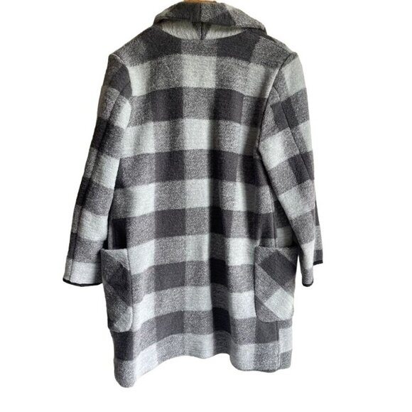 NWOT ROAMANS Size 16W Gray Buffalo Plaid Wool Blend Jacket Long Sleeve Collared - Picture 3 of 7